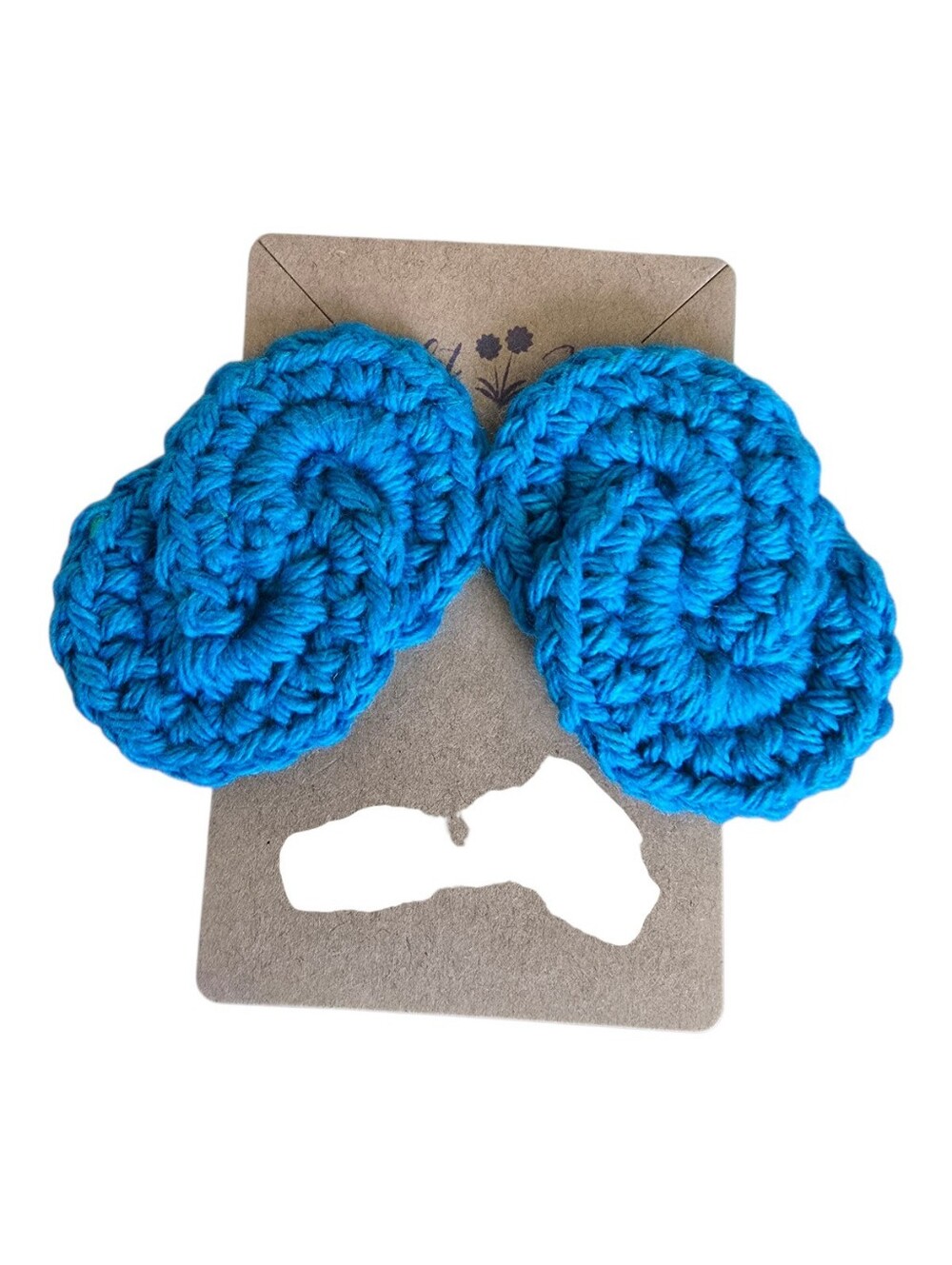 Handmade Blue Crochet Swirl Earrings Statement Lightweight Jewelry Boho